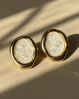 White Stone Stud Earrings