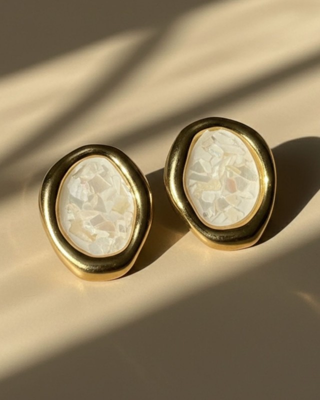 White Stone Stud Earrings