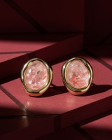 Pink Stone Stud Earrings