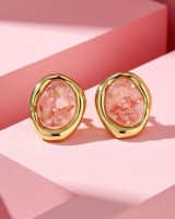 Pink Stone Stud Earrings
