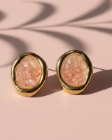 Pink Stone Stud Earrings