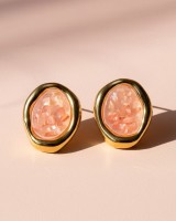 Pink Stone Stud Earrings
