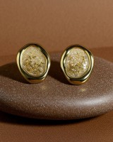 Gold Stone Stud Earrings