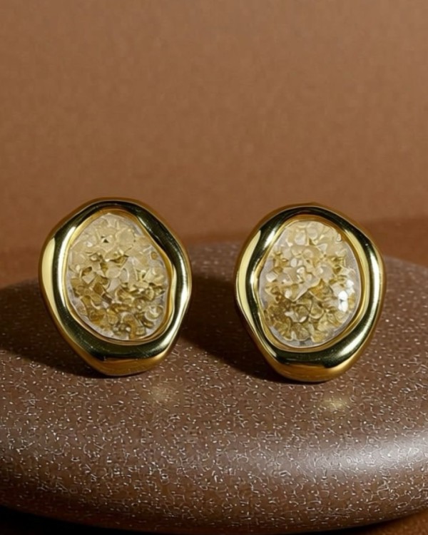 White Stone Stud Earrings