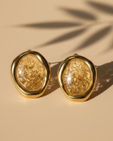 Gold Stone Stud Earrings