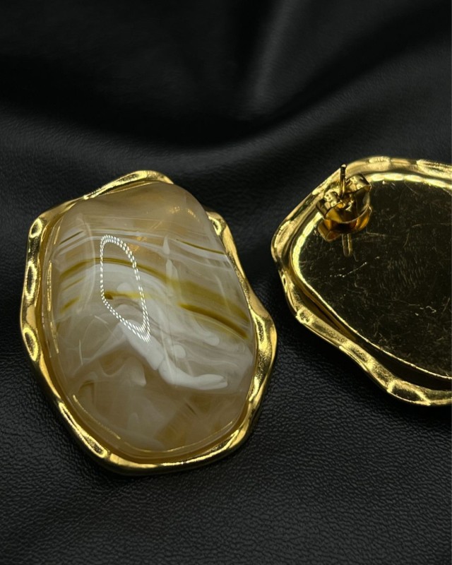 Ivory Marble Gloss Earrings