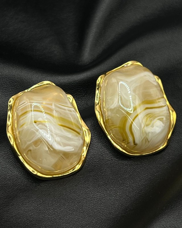 Ivory Marble Gloss Earrings
