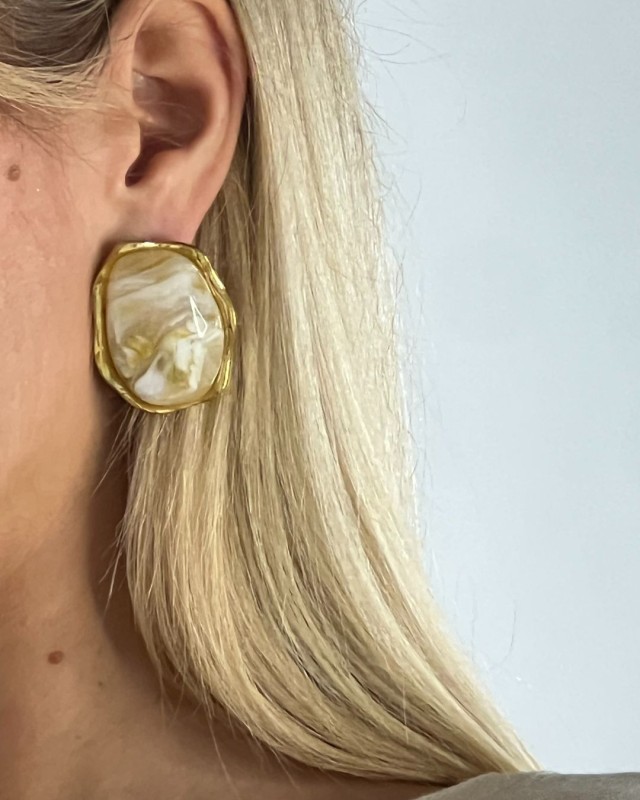 Ivory Marble Gloss Earrings