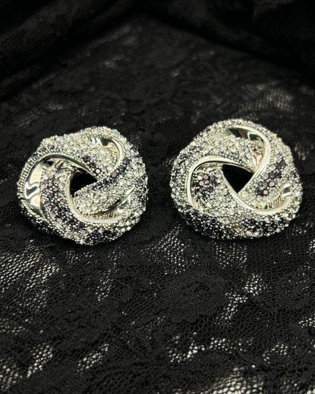 Crystal Knot Earrings Silver