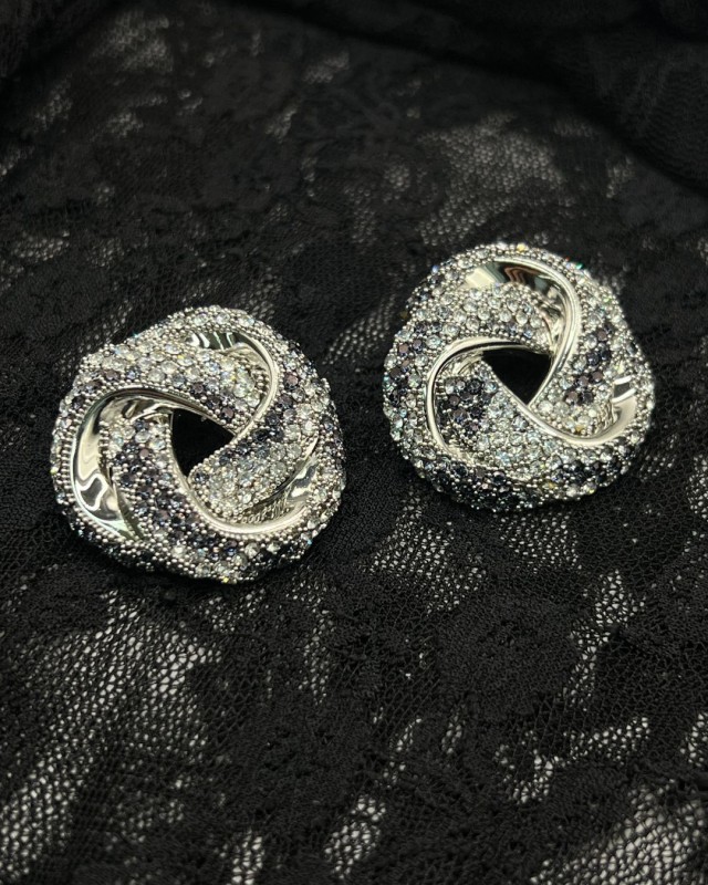 Crystal Knot Earrings Silver