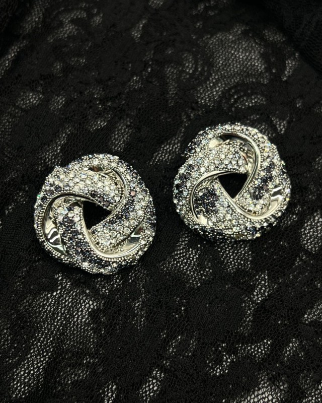Crystal Knot Earrings Silver