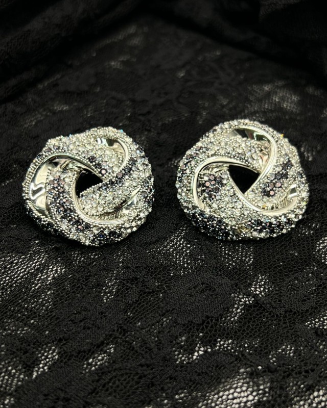 Crystal Knot Earrings Silver