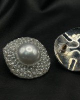 Pearl Circle Glam Earrings Silver