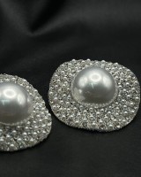 Pearl Circle Glam Earrings Silver