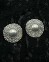 Pearl Circle Glam Earrings Silver