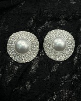 Pearl Circle Glam Earrings Silver