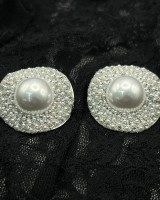 Pearl Circle Glam Earrings Silver