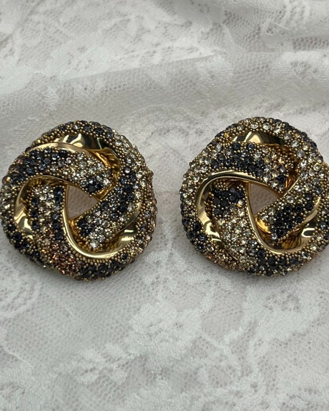 Crystal Knot Earrings Gold