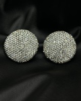 Silver Crystal Dome Earrings