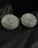 Silver Crystal Dome Earrings