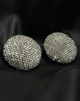 Silver Crystal Dome Earrings