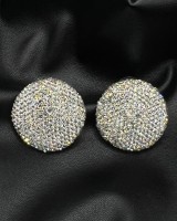 Silver Crystal Dome Earrings