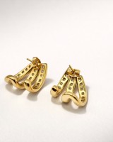 Gold Multi Line Stone Earrings