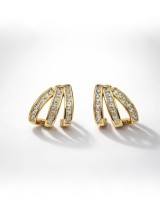 Gold Multi Line Stone Earrings
