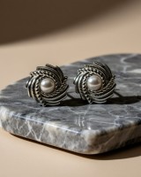 Silver Twisted Pearl Earrings