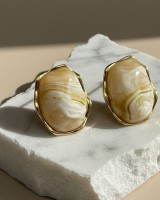 Ivory Marble Gloss Earrings