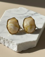 Ivory Marble Gloss Earrings