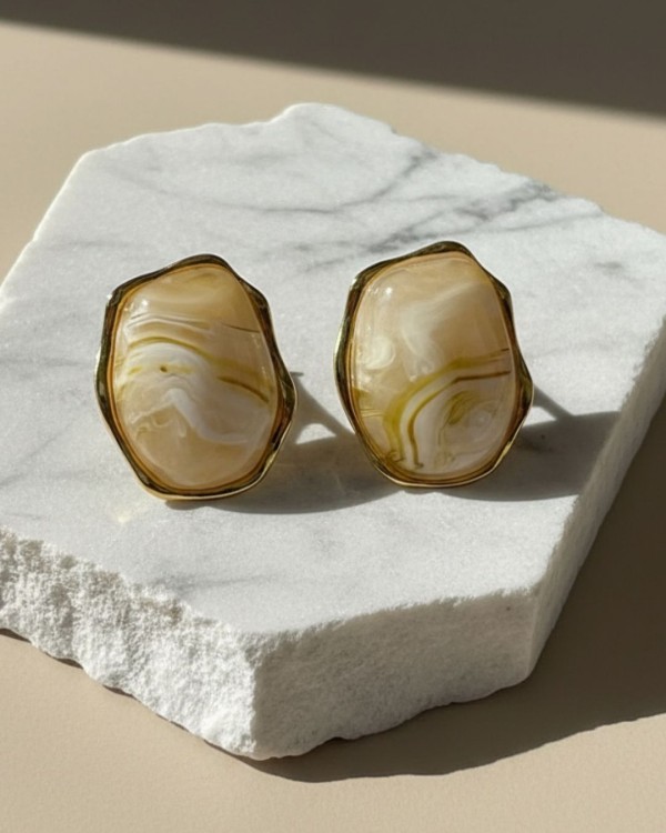 Ivory Marble Gloss Earrings