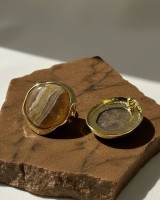 Marble Round Earrings brown