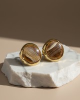 Marble Round Earrings brown