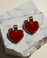 Marble Heart Earrings red