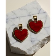 Marble Heart Earrings red