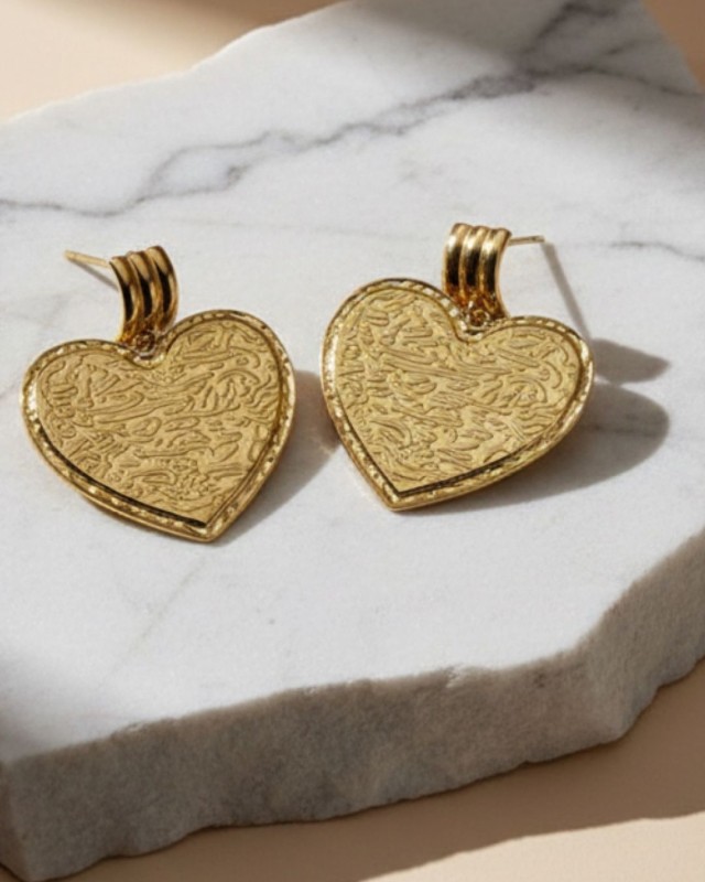 Marble Heart Earrings red