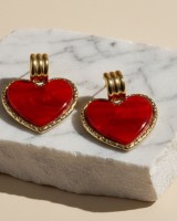 Marble Heart Earrings red