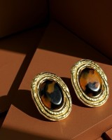 Tortoise Oval Earrings