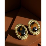 Tortoise Oval Earrings