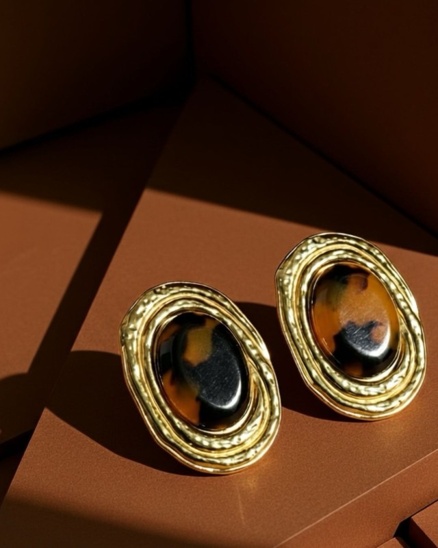 Tortoise Oval Earrings