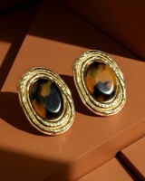 Tortoise Oval Earrings