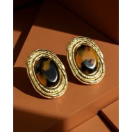 Tortoise Oval Earrings