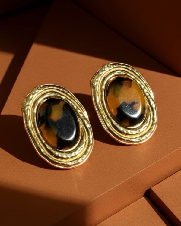 Tortoise Oval Earrings