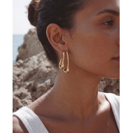Gold Double Layer Abstract Earrings