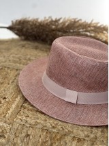 Καπέλο ψάθινο με κορδέλα dusty pink