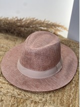 Καπέλο ψάθινο με κορδέλα dusty pink