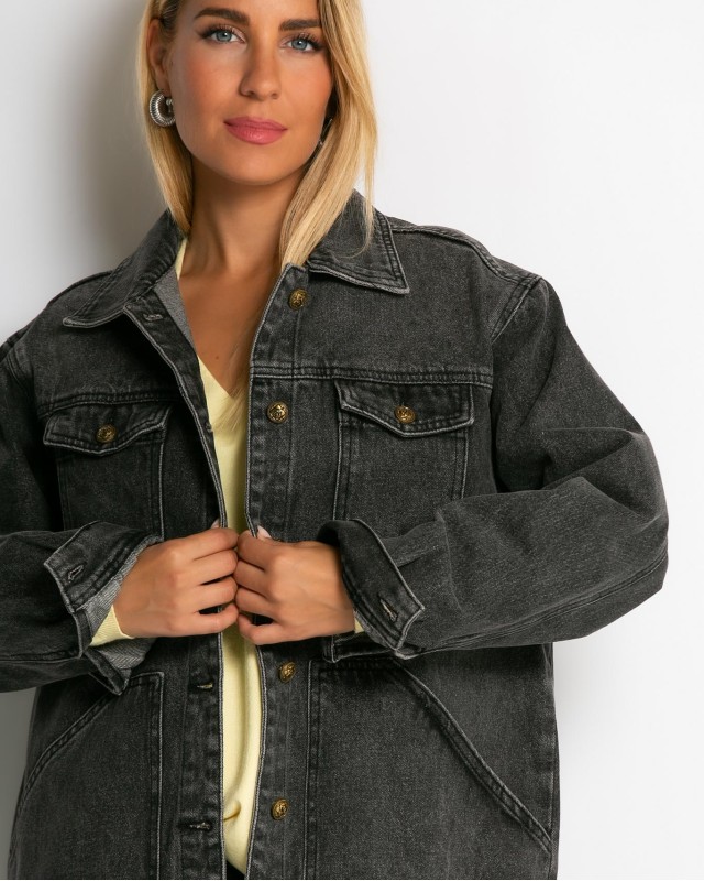 Jean jacket vintage style ανθρακί