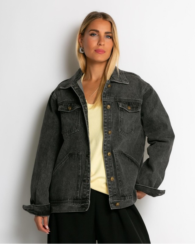 Jean jacket vintage style ανθρακί