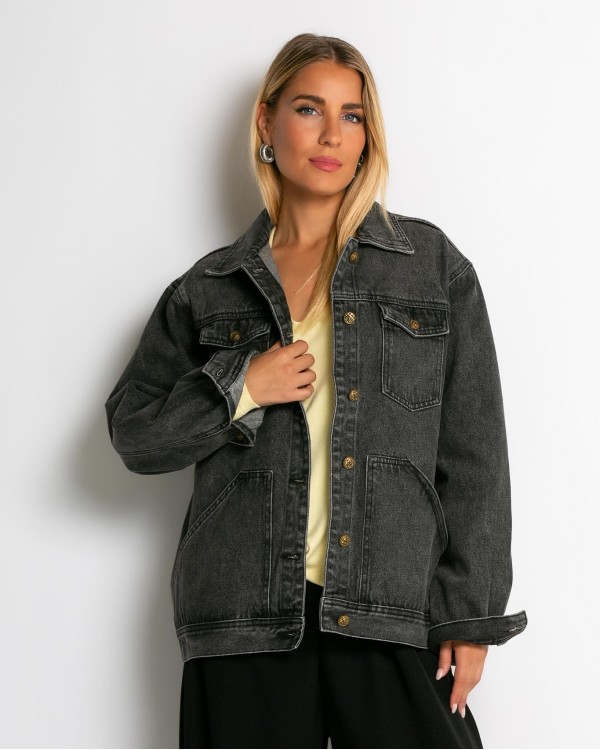 Jean jacket vintage style ανθρακί